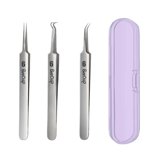 3PCS Facial Pore Cleaning Care Tools Ultra Fine Needle Tweezers Facial Care Tools Home Beauty Tools Stainless Steel Cell Clamps